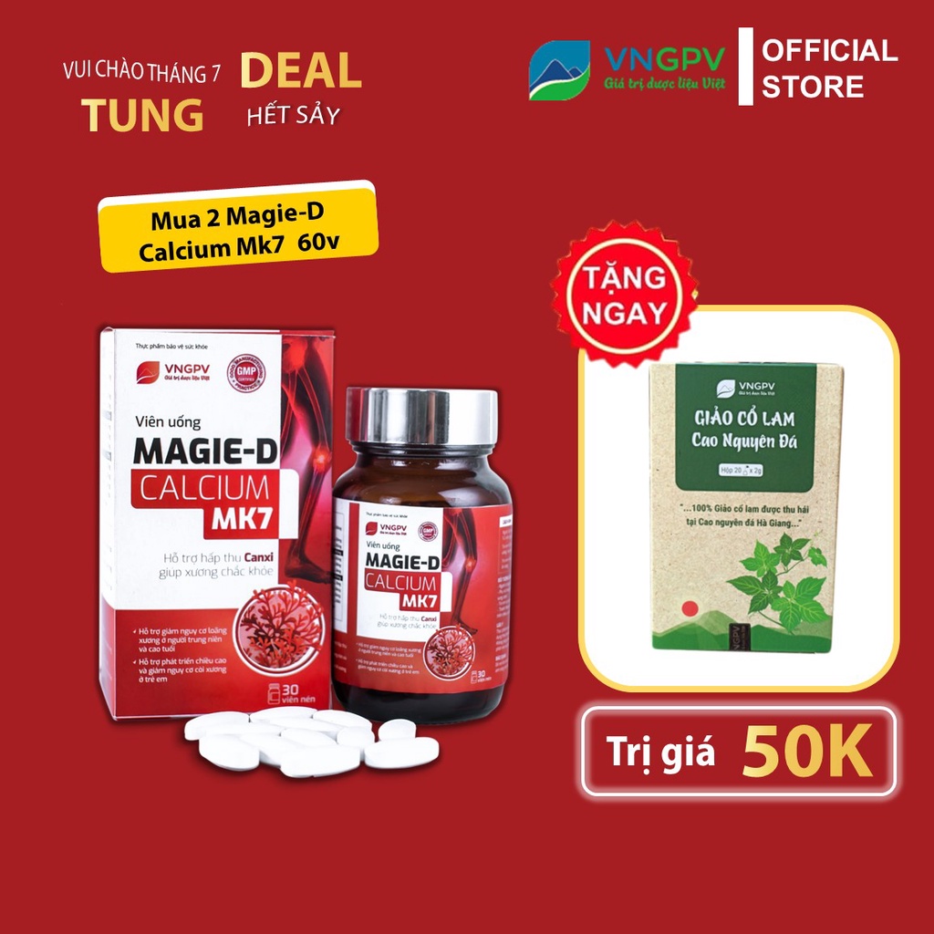 MAGIE-D CALCIUM MK7- BỔ SUNG CANXI, VITAMIN D3, MK7- NGỪA LOÃNG XƯƠNG, CÒI XUONG