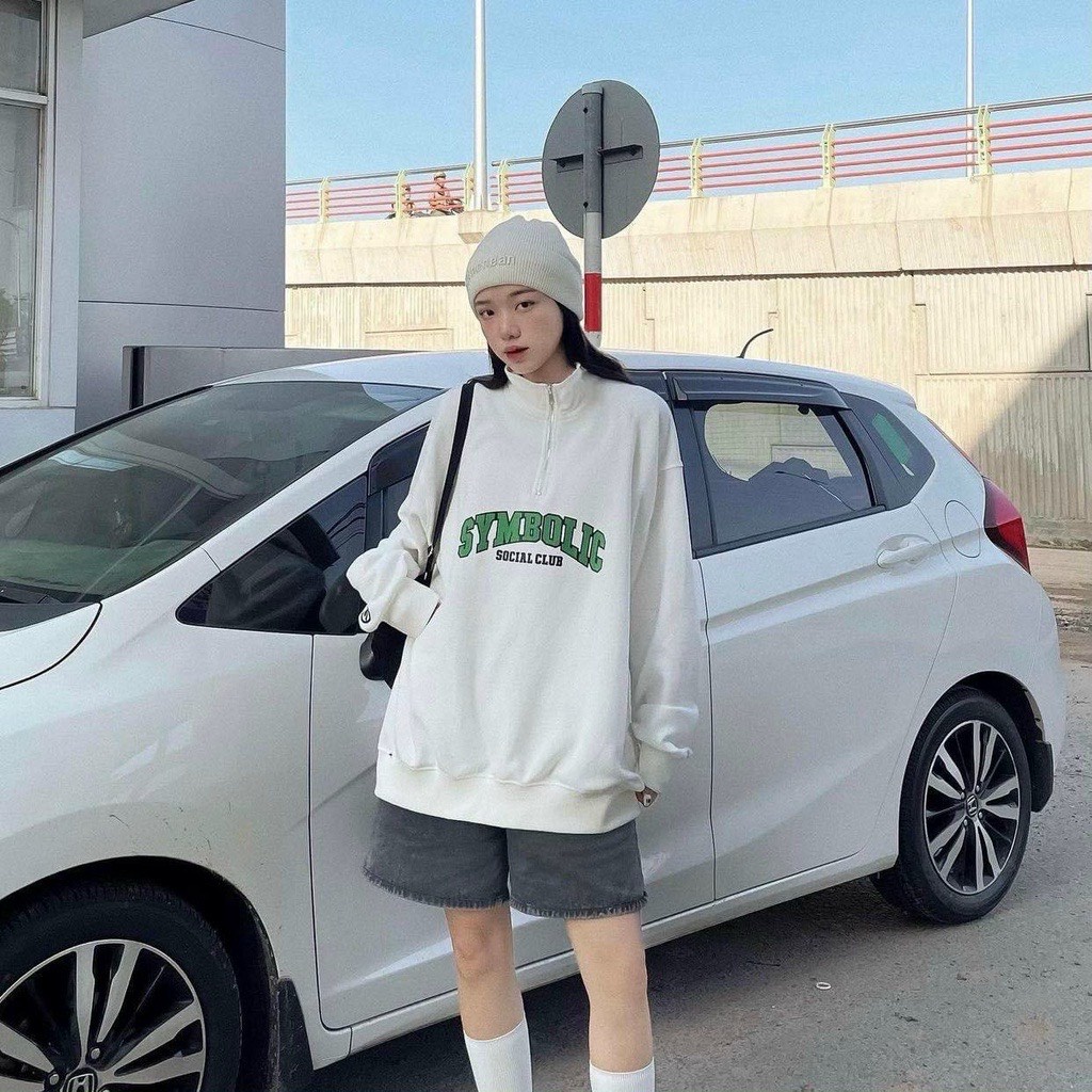 Áo Nỉ Ngoại Cổ Cao Sym JOLIE Unisex  🌸 Sweater form rộng tay bồng kiểu dáng oversize 3158 hoodie hàn quốc 🌸