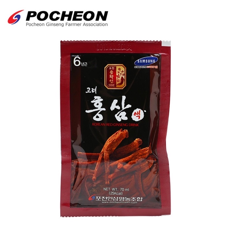 NƯỚC HỒNG SÂM 6 NĂM TUỔI KOREAN RED GINSENG DRINK POCHEON DATE 2024 hộp 30 gói * 70ml (Hàng chính hãng )