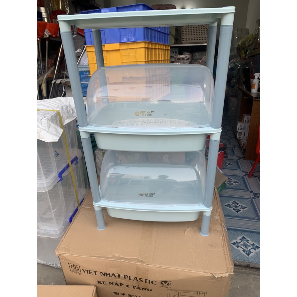 Kệ nắp 2 tầng, 3 tầng Việt Nhật kệ đa năng tiện ích, kệ đựng đồ có nắp chống bụi kệ bát đũa