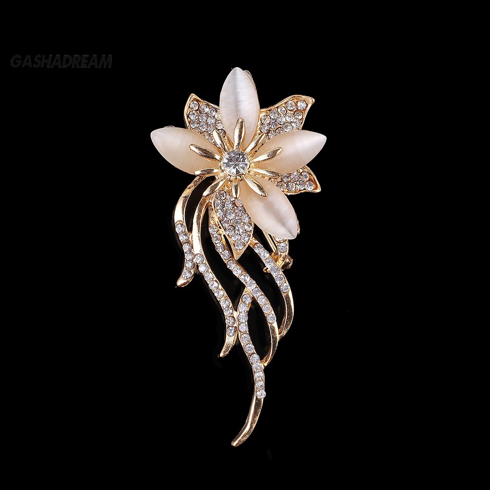 ♉GD Women Fashion Flower Rhinestone Jewelry Brooch Pin Breastpin Garment Accessory