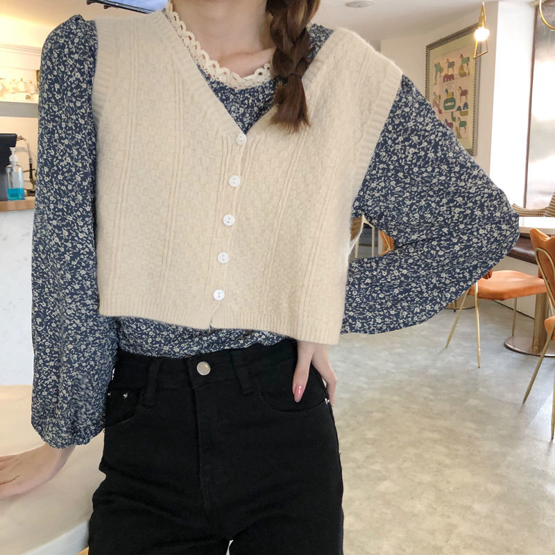 Áo gile dệt kim không cần cài nút phong cách trẻ trung cho nữ | BigBuy360 - bigbuy360.vn