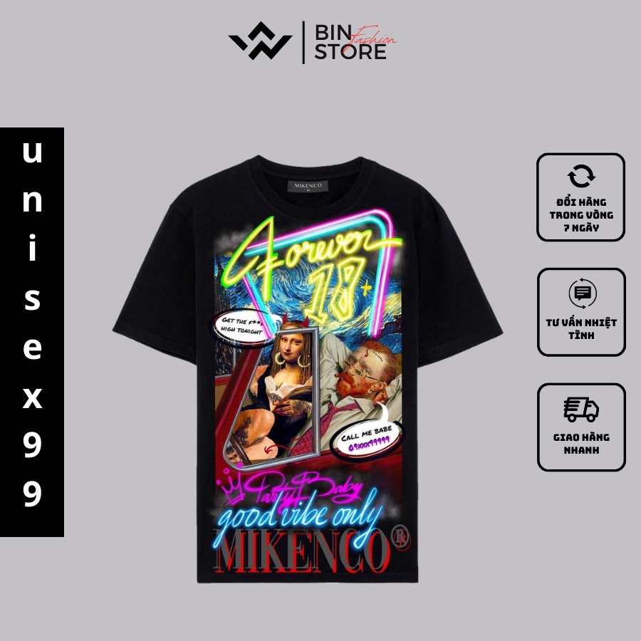 Áo Phông MIKENCO , Áo Thun Unisex MIKENCO Vangogh Form Rộng 100%Cotton Mát Mịn Thấm Hút Mồ Hôi.