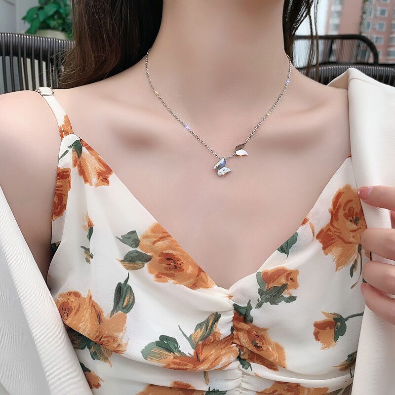 Dây chuyền titan nữ 100% TITAN NGUYÊN CHẤT vòng cổ nữ KHÔNG GỈ mặt bướm xinh xắn trang sức titan cao cấp thời trang