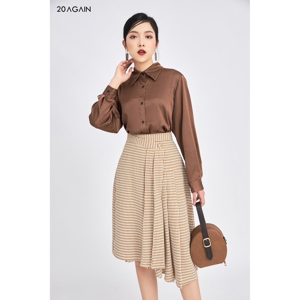 Chân váy A xếp ly vạt lệch 20Again JAA1331 | BigBuy360 - bigbuy360.vn