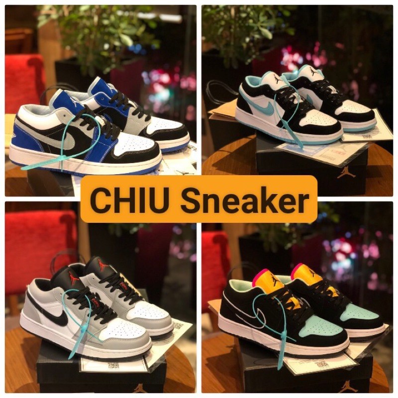 [Free Ship] Giày thể thao Jordan 1 low - Da thật - Đế cao su [ Jordan xanh ] [ Jordan xám ] [ Jordan đen ] [ JD 1 Low ]