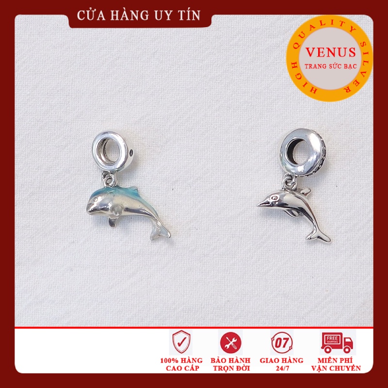 [Charm bạc 925 cao cấp] Charm treo cá heo- Mã sản phẩm VENUST12