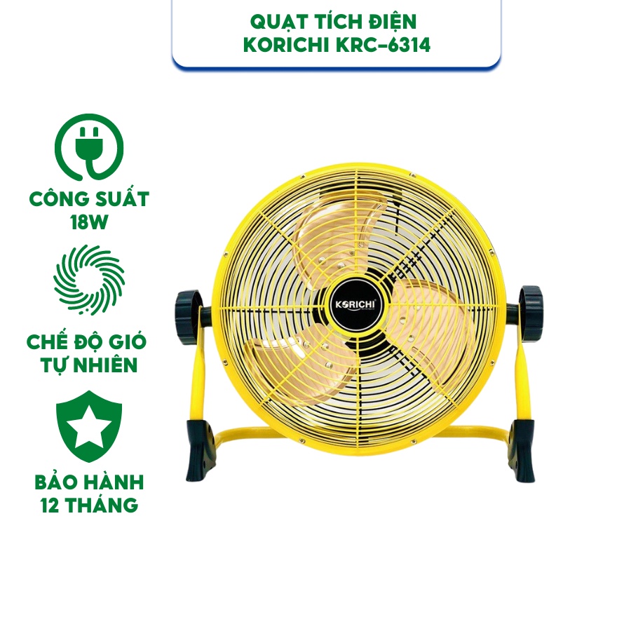 QUẠT TÍCH ĐIỆN KORICHI KRC-6314 - HÀNG CHÍNH HÃNG