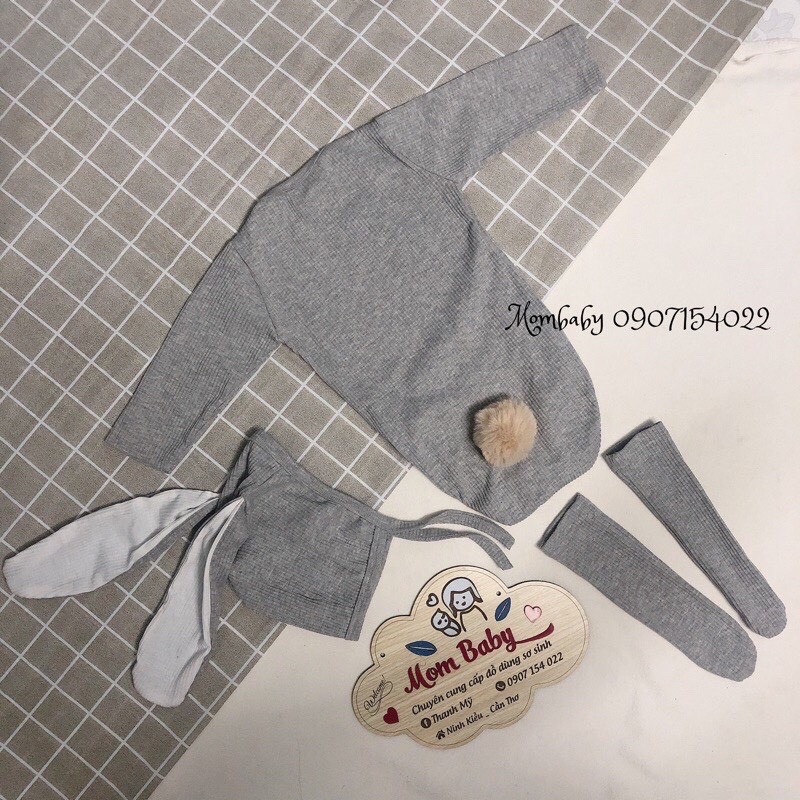 Set Thỏ Thun Tăm Co Dãn Kèm Vớ Và Nón Cho Bé