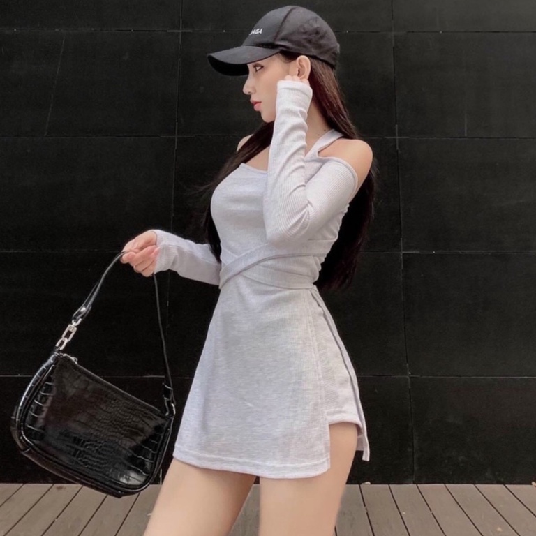 Đầm 2 dây nữ ôm body Q129 họa tiết da beo xẻ tà có mod ngực chất liệu lụa onesize dưới 55kg mặc dạo phố tiệc tối