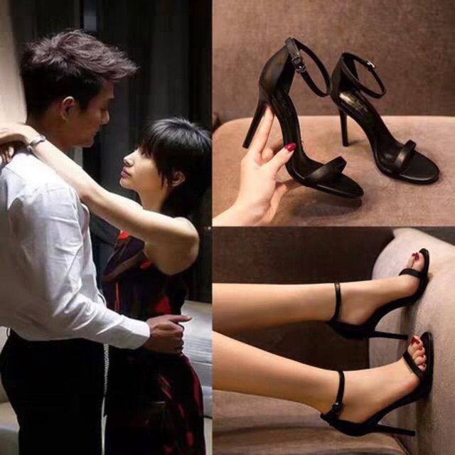 Giày Sandal cao gót, quai ngang gót nhọn 7 phân sang chảnh