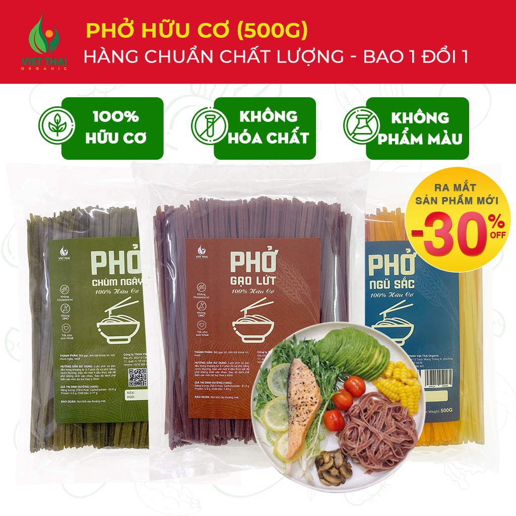 Phở Gạo Lứt - Rau Củ Ngũ Sắc - Chùm Ngây 100% Hữu Cơ Ăn Kiêng Eat Clean