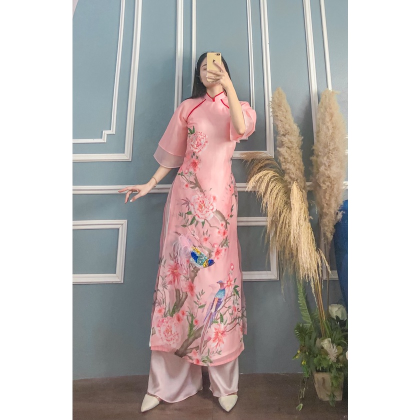 ÁO DÀI HỒNG MẪU ĐƠN CÓ QUẦN