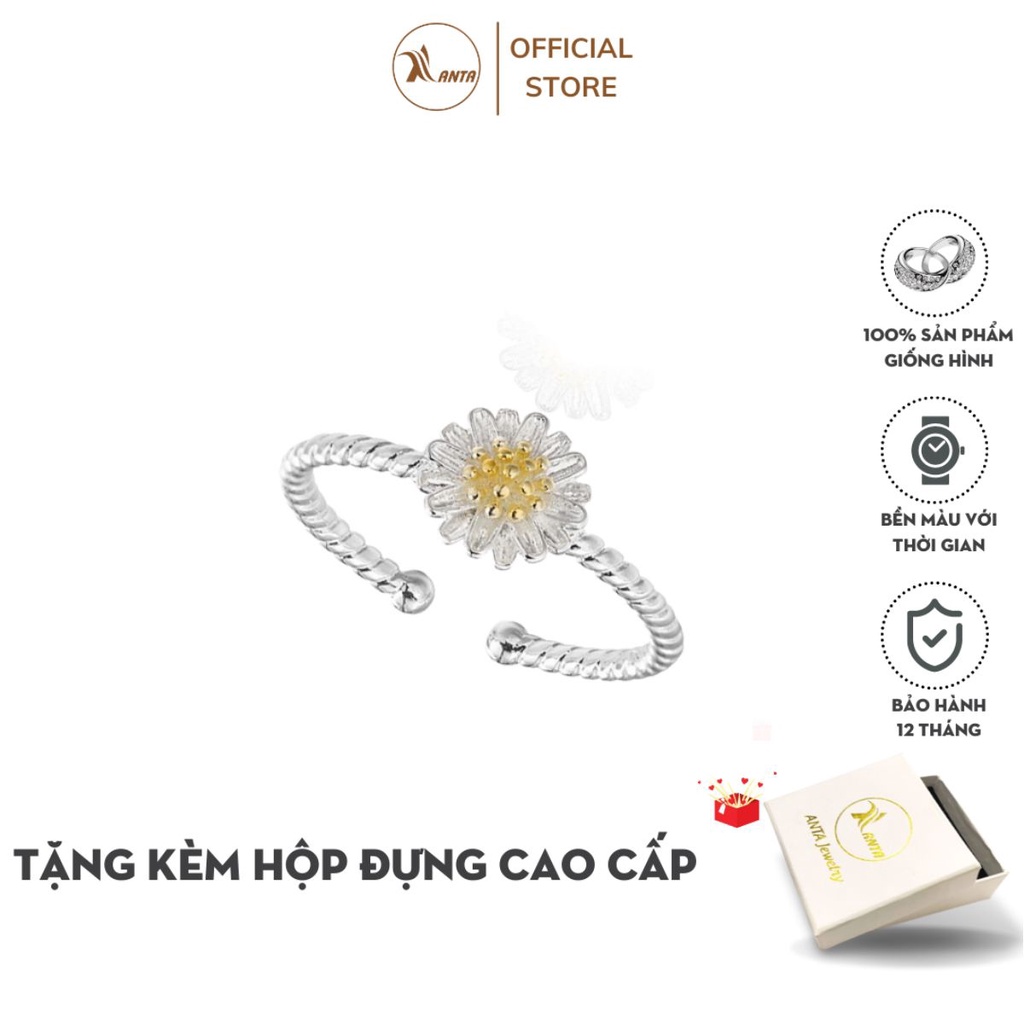 Nhẫn bạc hình hoa cúc , thân xoắn phong cách thời trang cho nữ ANTA Jewelry - ATJ3540