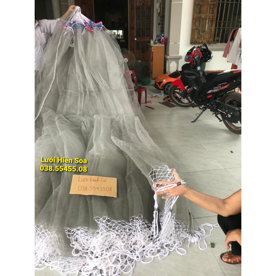 Lưới vét cá và rùng kéo tép ao hồ bằng lưới quét săm sợi cước PE Thái Lan dài 10m, 20m, 25m, 30m