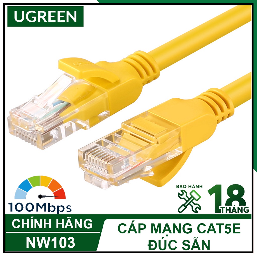 Cáp Mạng Đúc Sẵn Cat5E 100Mbps Cao Cấp, UGREEN NW103 Chính Hãng