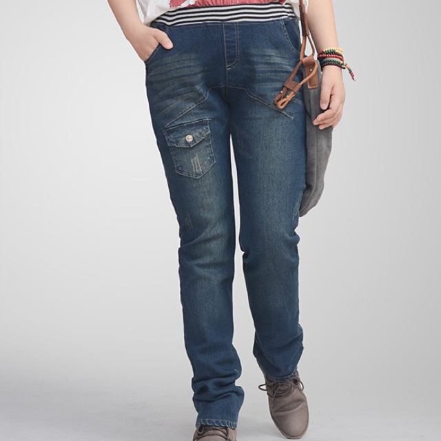Quần jean big size lưng thun ống suông cao cấp size đại 70-90kg