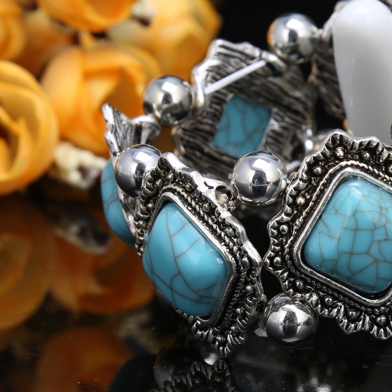 Vòng Tay Đính Đá Ngọc Lam Phong Cách Bohemian Thời Trang Cho Nữ