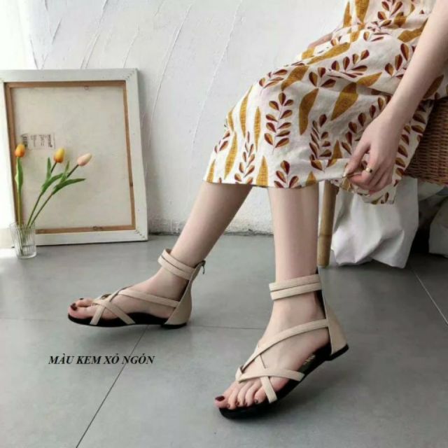 {Xả Hàng} Sandal Chiến Binh đế thấp quai da lộn bản trung (Hơi lỗi)