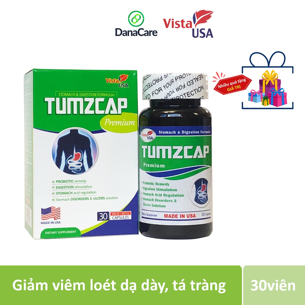 Viên uống hỗ trợ triệu chứng đau dạ dày, rối loạn tiêu hóa Tumzcap của Mỹ Lọ 30 viên