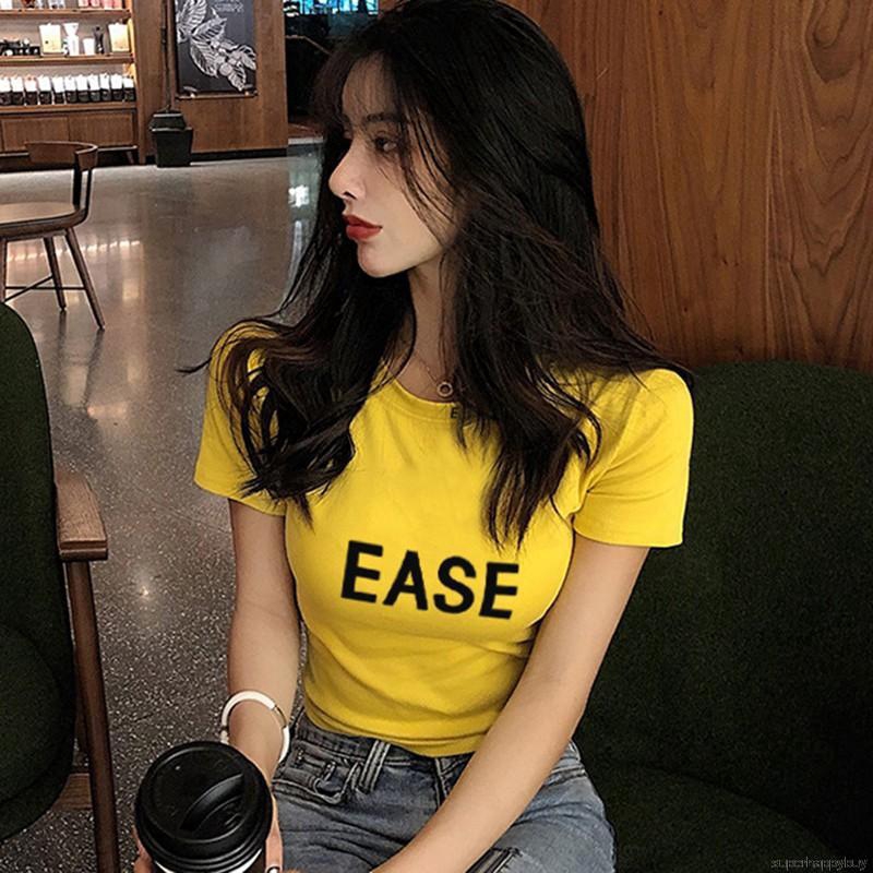 Áo thun nữ tay ngắn in chữ