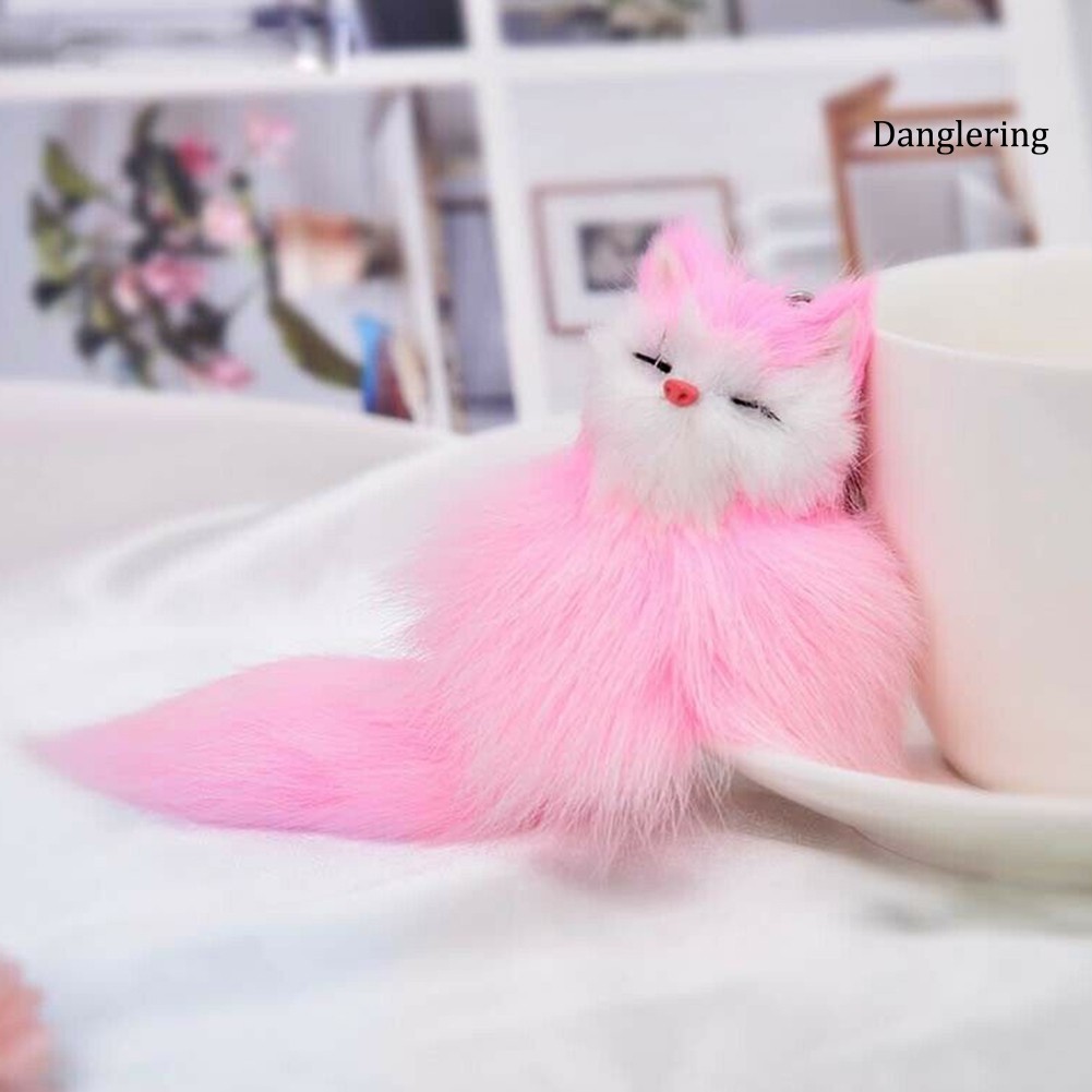 Móc khoá gắn thú bông hình con cáo nhiều lông đáng yêu