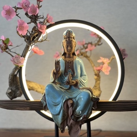 Tượng Phật Quan Âm Bồ Tát và khung đèn Led