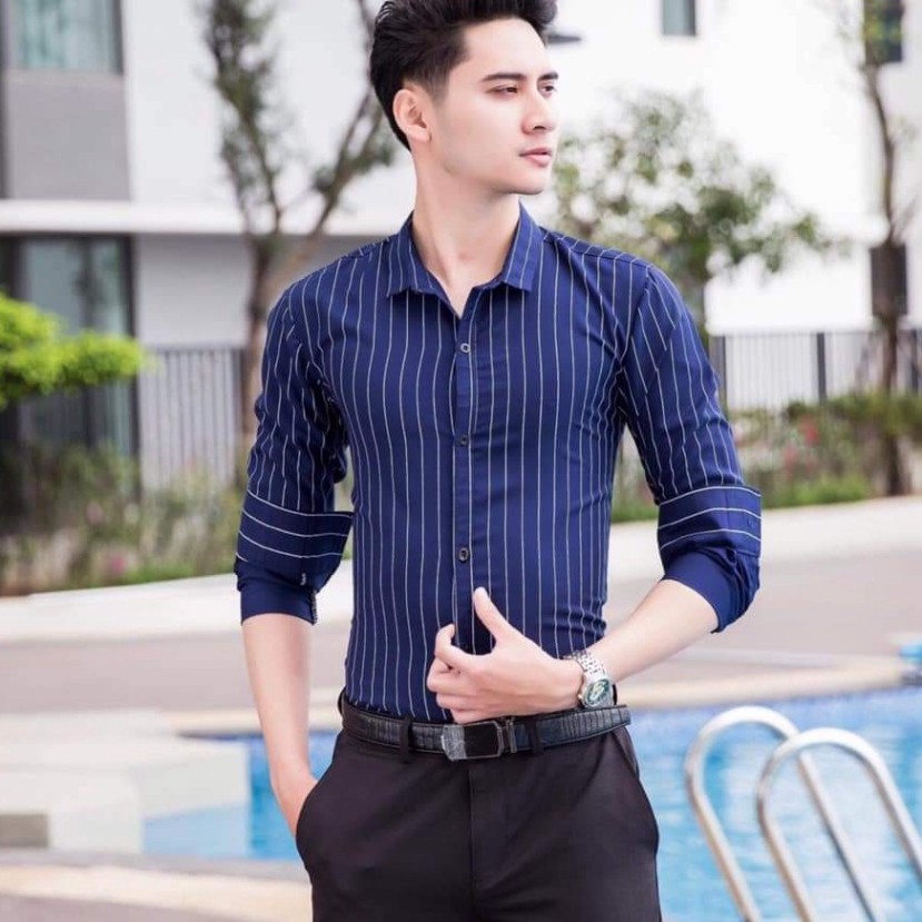 Áo Sơ Mi Nam Kẻ Sọc Trơn Đẹp Dài Tay Hàng Cao Cấp VNXK | BigBuy360 - bigbuy360.vn