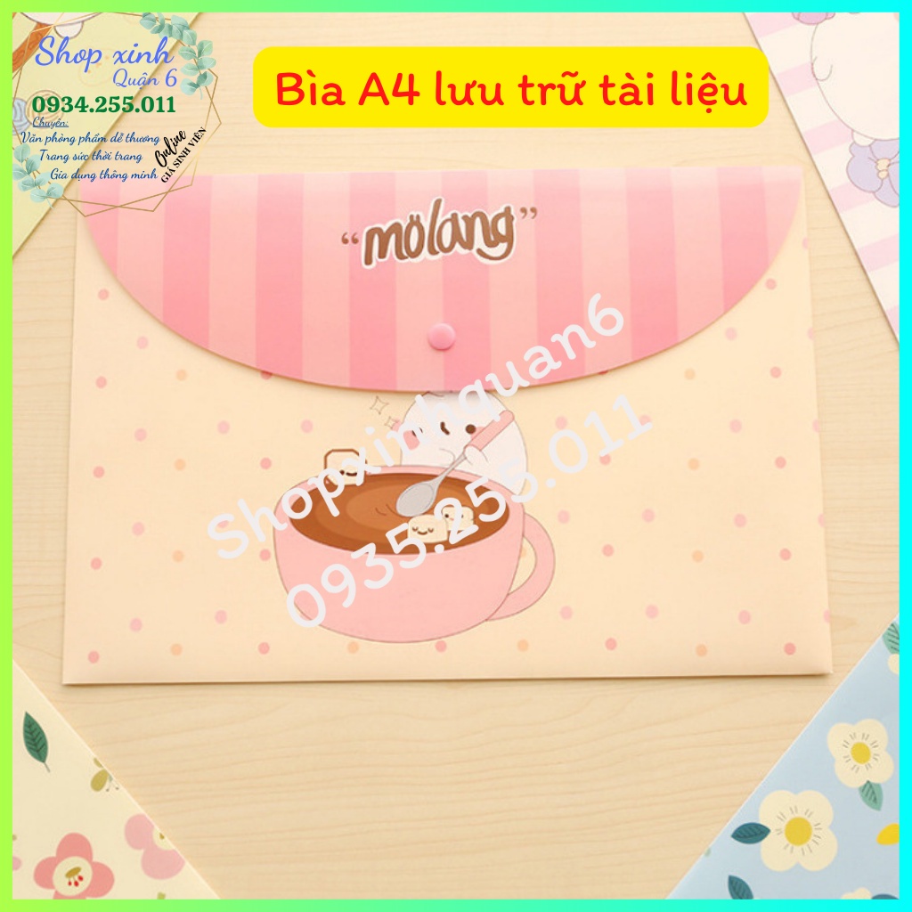 Bìa nút A4, bìa sơ mi, bìa đựng hồ sơ khổ A4 hoạ tiết dễ thương-shopxinhquan6