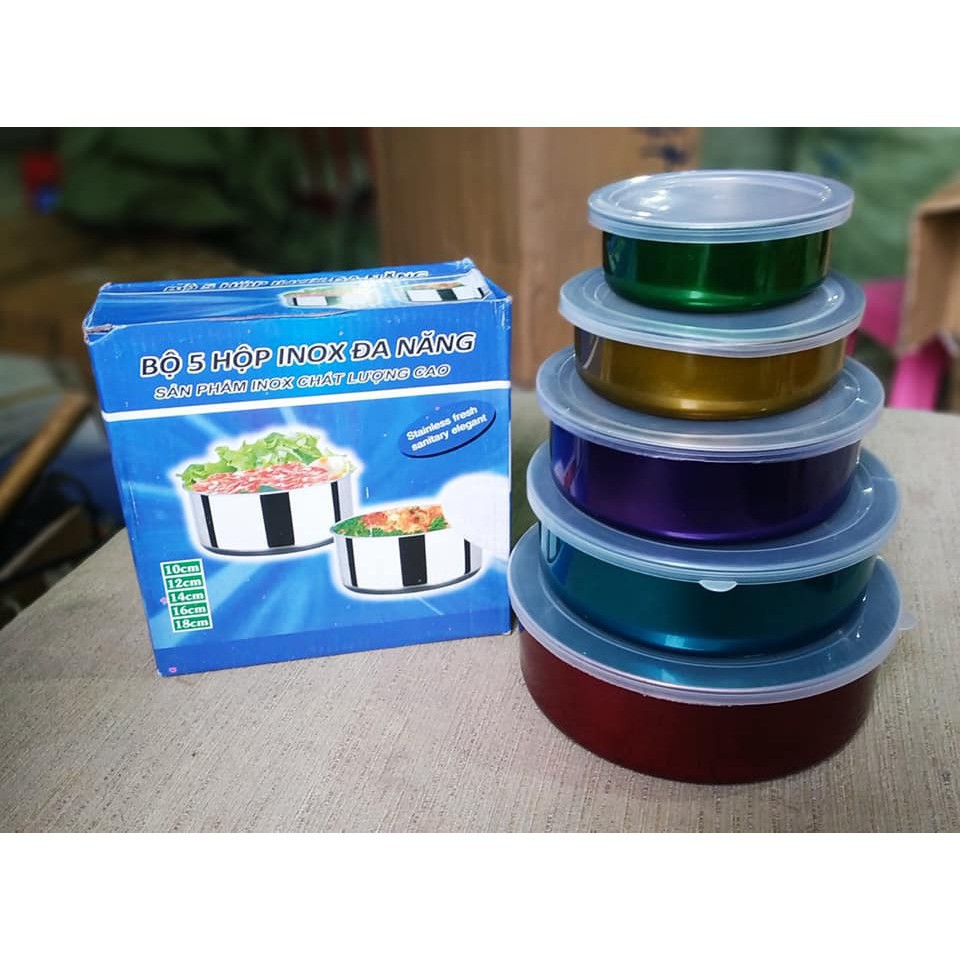 BỘ 5 HỘP INOX ĐỰNG THỨC ĂN