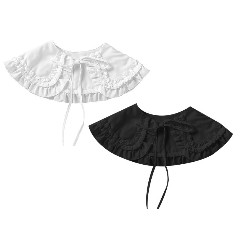 Áo Sơ Mi Cổ Búp Bê Hai Lớp Đính Nơ Ruy Băng Màu Trơn Phong Cách Lolita Dành Cho Nữ Sha