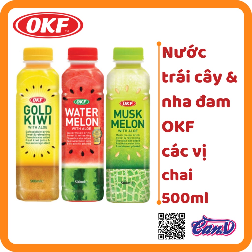(Nhiều vị) Nước trái cây & nha đam OKF chai 500ml