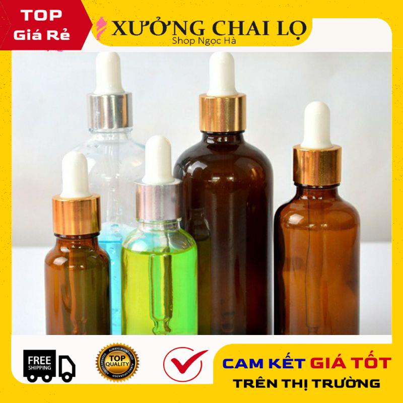 Lọ Chiết Serum ❤ GIÁ RẺ NHẤT ❤ [50ml] Chai lọ tinh dầu thủy tinh nắp bóp giọt Khoen Vàng chiết serum , phụ kiện du lịch