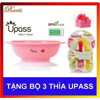 Bát ăn dặm 3 giai đoạn không BPA có đế hút chân không chống đổ UPASS (Tặng bộ 3 thìa UPASS)