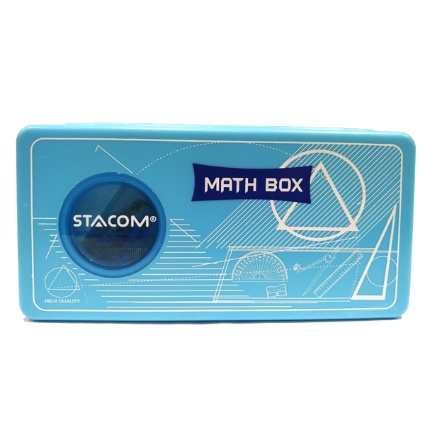 Hộp Dụng Cụ Hình Học Bằng Nhựa Stacom MS101P - Xanh Da Trời - Stacom