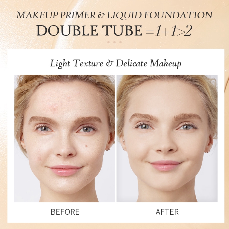 Kem Nền Dạng Lỏng Laikou 2 Trong 1 25g + 25g Chống Thấm Nước Màu Tự Nhiên