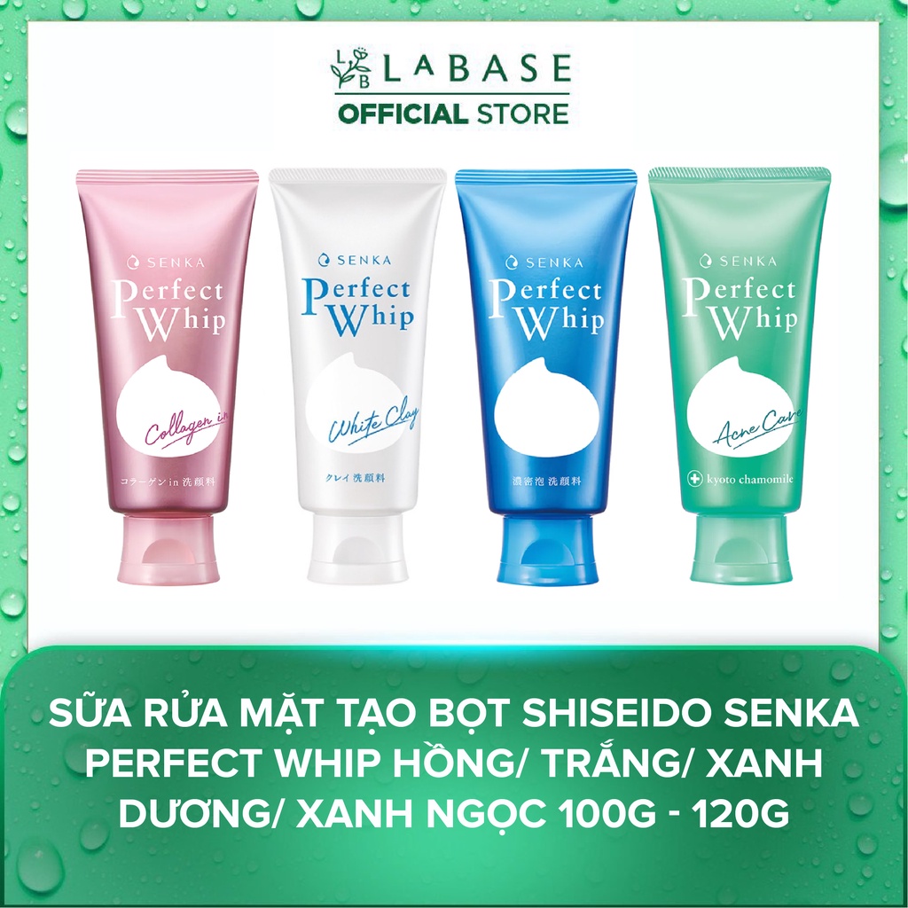 Sữa rửa mặt tạo bọt Shiseido Senka Perfect Whip Hồng/ Trắng/ Xanh dương/ Xanh Ngọc 100g - 120g