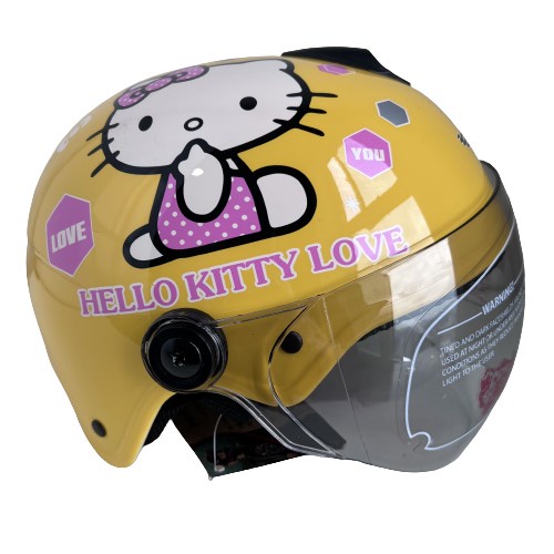 Nón bảo hiểm trẻ em nửa đầu có kính Hello Kitty V&amp;S cho bé  3-6 tuổi - dưới 18kg -  Vàng bóng - Vs103KS