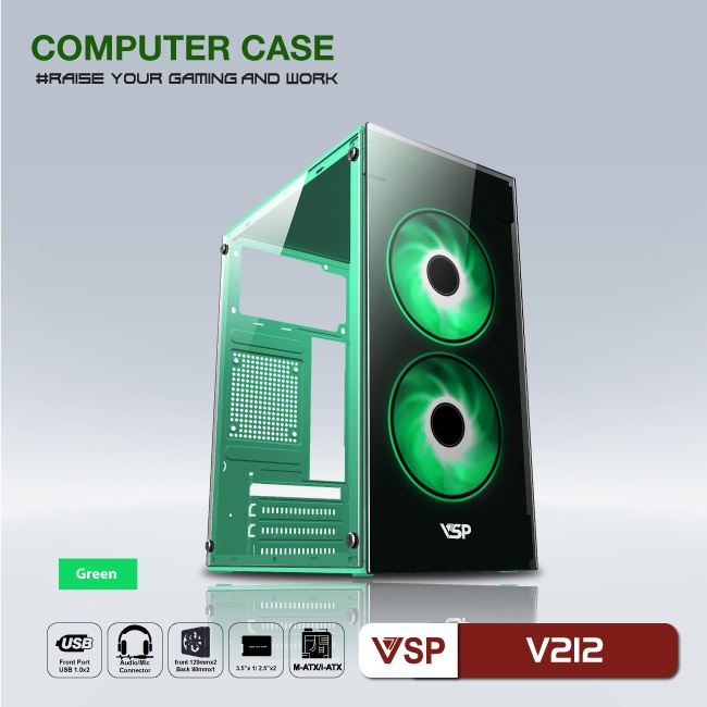 Case VSP V212 XANH LÁ-HỒNG-TRẮNG-ĐEN