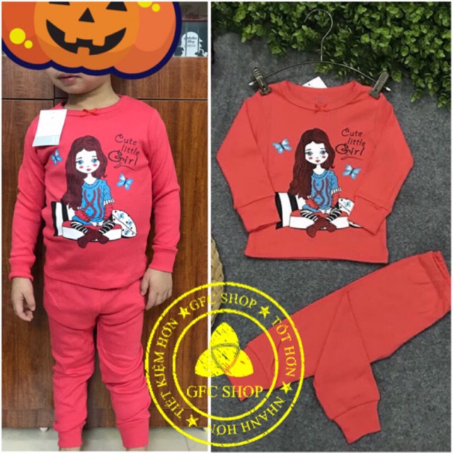 Bộ bé gái dài tay vnxk cotton len 8-21 kg ( hình thật )