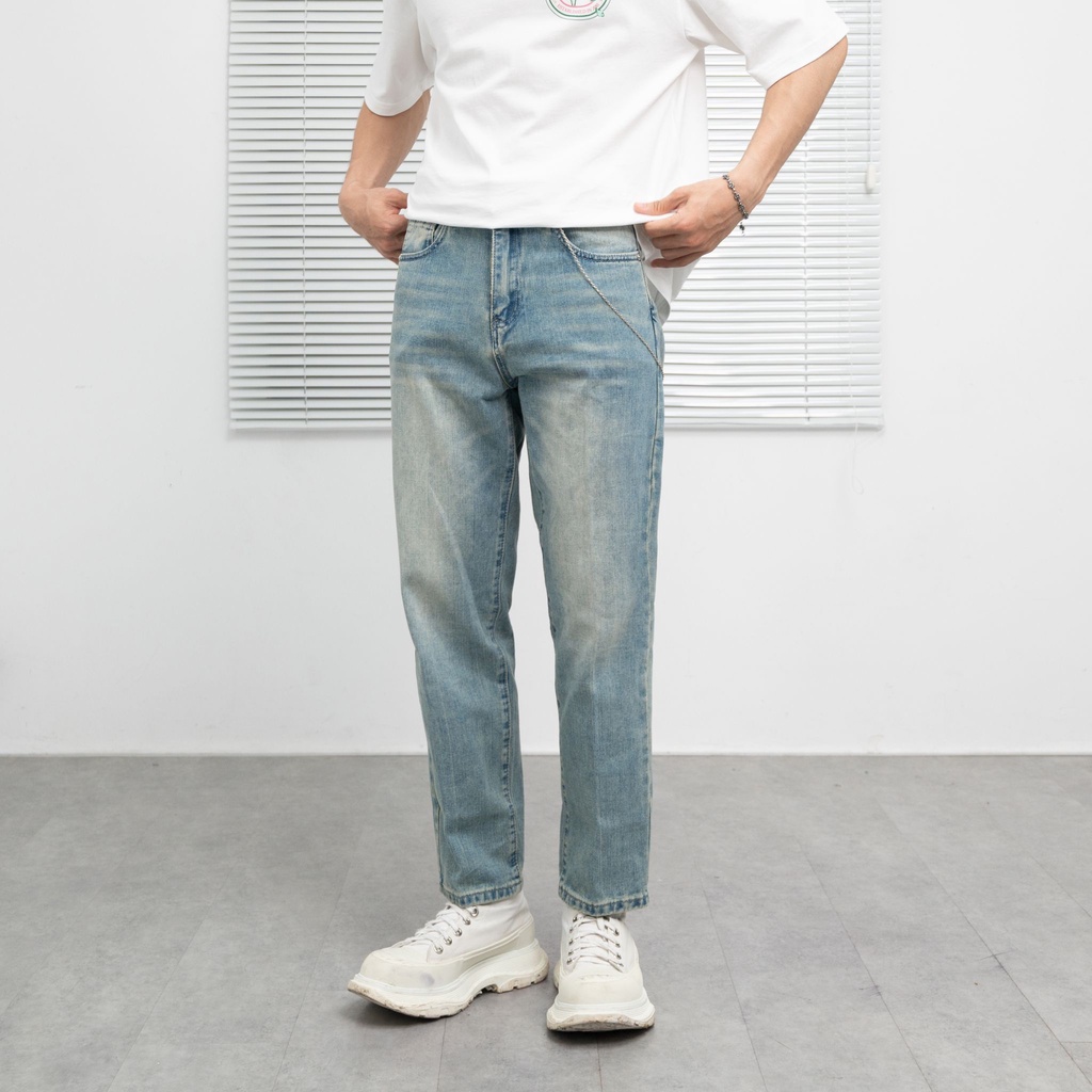 Quần jeans xanh dáng suông Selected JHL 28215-3 Washe Blue Loose