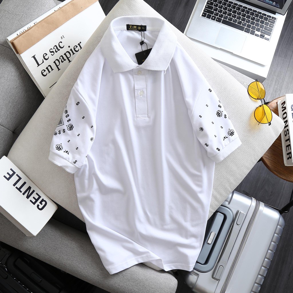 TN Store - Áo thun Nam ngắn tay cổ bẻ cao cấp phối hoạ tiết cánh tay nổi bật, PC trẻ trung - New Hot