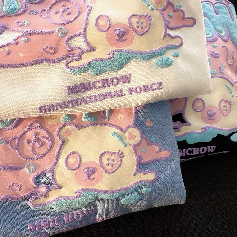 Áo thun ZHELIHANGFEI tay dài form rộng họa tiết in dễ phối đồ