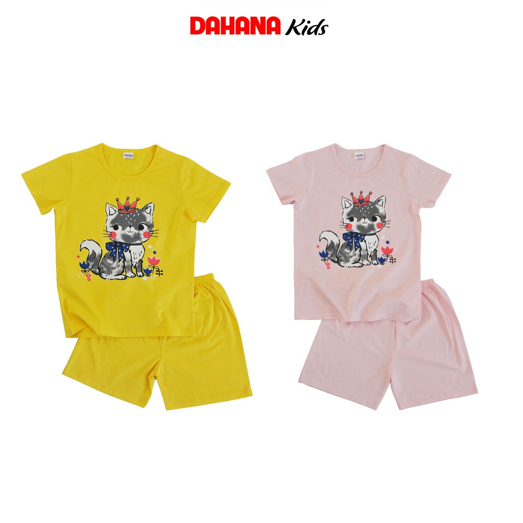 Bộ Quần Áo Bé Gái DAHANA Kids - Bộ Quần Áo Cotton Cộc Tay Cho Bé Gái 2-6 Tuổi Hình In Dễ Thương