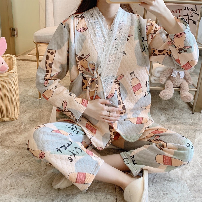 [Quần áo cho con bú dành cho bà bầu] [Giá thấp Seckill] Quần áo gia vị Cotton không khí mùa thu đông