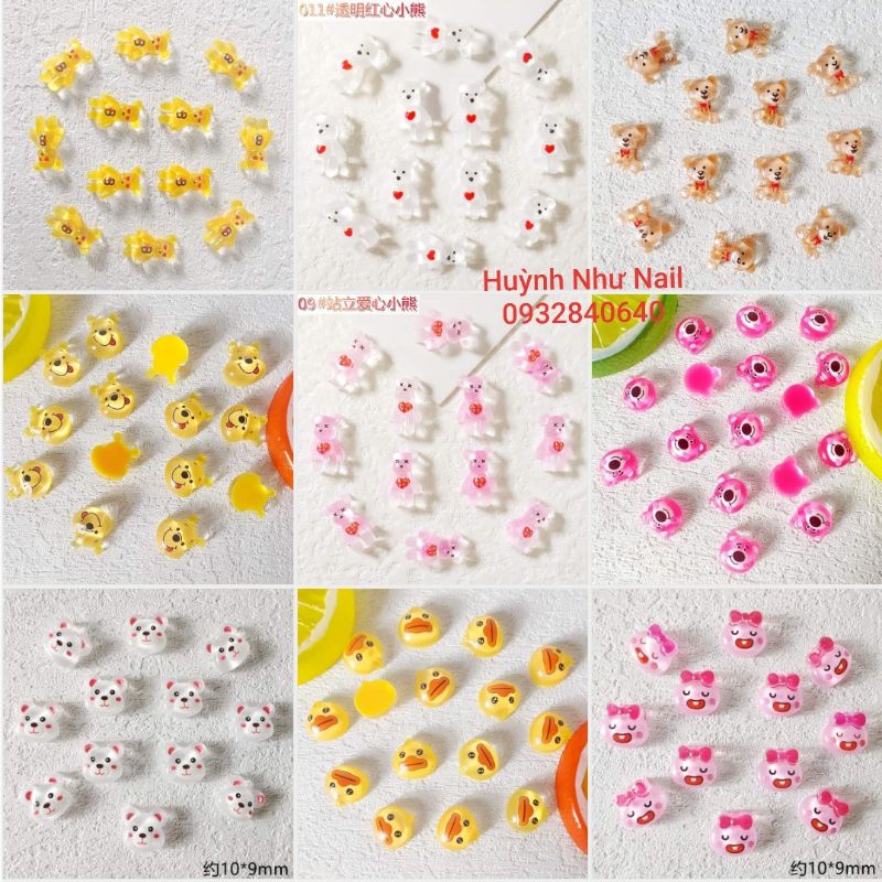 SET 5 Cái❤️10 Cái CHARM NHỰA ĐÍNH MÓNG CAO CẤP- CHARM THÚ-CHARM HOẠT HÌNH