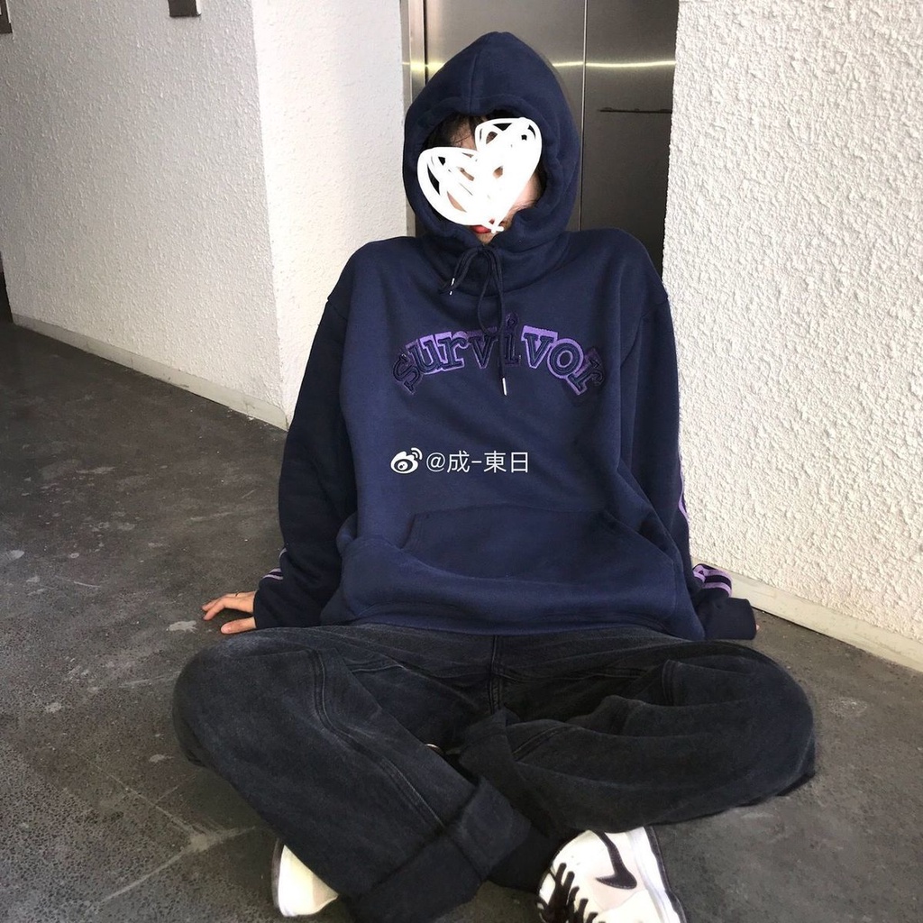 Áo Khoác Hoodie Mùa Đông Dáng Rộng Thêu Chữ Song Song Phong Cách Hàn Quốc Cổ Điển Mới Cho Nữ