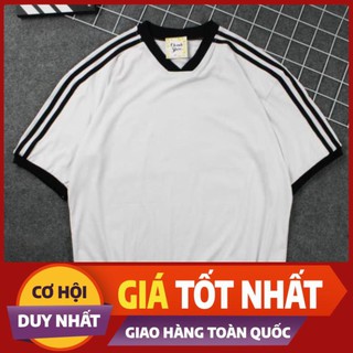 Áo phông unisex tay lỡ form rộng cổ tim 3 line QA1807