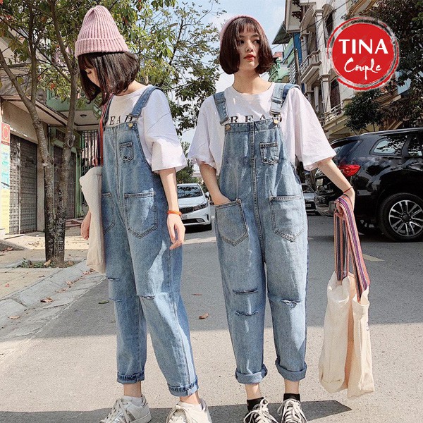 Yếm jean dài rách TINAJEAN YJ002 phong cách hàn quốc - yếm bò nữ ulzzang
