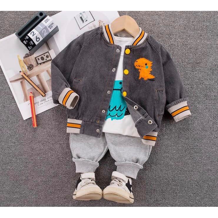 SET CÔNG TỬ 3 CT BÉ TRAI ÁO BOMBER MẶC TẾT HÀNG QC CAO CẤP CO DÃN DÀY DẶN, BỘ QUẦN ÁO BÒ BÉ TRAI CHẤT ĐẸP